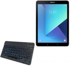 BoxWave Keyboard Compatible with Samsung Galaxy Tab S3 - SlimKeys Bluetooth Keyboard - with Backlight, Portable Slim LED 7 Colors - Jet Black