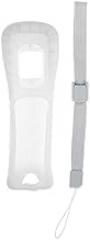 Silicone Skin Pouch Sleeve Housing Shell Protective Case Cover + Hand Strap for Wii Remote Controller (White)