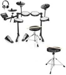 Electric Drums, Donner DED-200 LITE Electronic Drum Kit for Beginner with 450+ Sounds and Donner Drum Throne Set with Padded Seat Height Adjustable Drum Stools