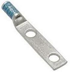 Burndy YA6CL-2TC14 Two Hole Hylug Code Conductor Standard Barrel Copper Compression Terminal, 6 AWG Conductor, 1/4