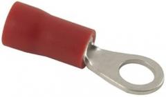 NTE Electronics 76-IRT8-10 PVC Insulated Ring Terminal, Tin Plated Plating, Copper Terminal, 8 AWG Wire Gauge, 10 Stud Size, 1.280