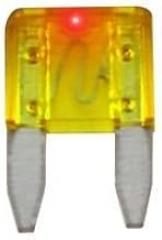 NTE Electronics 74-LMAF20A Fast Acting Miniature Automotive Fuse with LED Indicator ATM_Id Equivalent, Blade Type, Yellow Color, 20A, 32V