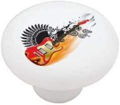 Winged Electric Guitar Ceramic Drawer Knob