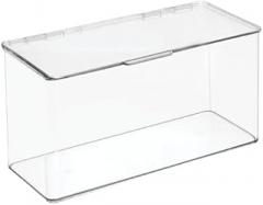 mDesign Plastic Stackable Playroom/Gaming Storage Organizer Bin Box with Hinged Lid for Drawer or Cabinet - Organize Electronics, Crayons, Games, Blocks, Toys, Lumiere Collection - 2 Pack - Clear