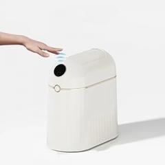 NayiRi Smart Trash can, Automatic Bagging Trash can, contactless Induction Bathroom Trash can, Kitchen Trash can, adsorption Trash can (Color : Cream White-Standard)