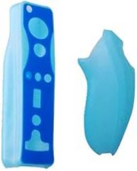 Replacement Soft Silicone Protect Skin Case Cover Pouch for Wii Remote and Nunchuck Controller (Blue)