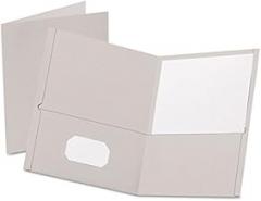 Oxford - Twin-Pocket Folder Embossed Leather Grain Paper Gray 