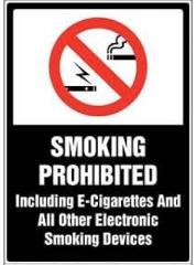 Smoking Prohibited Including E-Cigarettes and Electronic Smoking Devices Sign – Metal Tin Sign 12x8 Inch for Industrial or Commercial Use