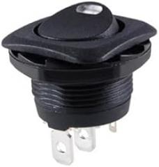 NTE Electronics 54-551 Round Hole Illuminated Rocker Switch, Square Bezel, SPST Circuit, ON-None-Off Action, Nylon Red LED Actuator, 0.187