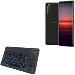 BoxWave Keyboard Compatible with Sony Xperia 5 II - SlimKeys Bluetooth Keyboard - with Backlight, Portable Slim LED 7 Colors - Jet Black