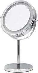 Mirrors Vanity LED 7-inch Vanity with Light 5 Times Magnification Portable Double-Sided Desktop Lighted Makeup Tabletop (Color : Silver， Size : 7 inches 5X)