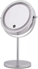 Mirrors Bedroom Makeup with Lights LED Magnification 10X/1X， Double-Sided Illuminated Magnifying Countertop Tabletop Vanity Tabletop (Color : Metallic， Size : 7 inch)