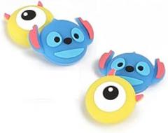 PERFECTSIGHT Cute Switch Thumb Grip Cap Compatible with Nintendo Switch OLED Joycon/Lite, 4PCS Cartoon Joystick Caps, Kawaii Skin Grips Button Stick Cover Controller 3D Analog Kit, Blue and Yellow