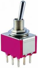 NTE Electronics 54-586 Bat Handle Toggle Switch, SPDT Circuit, (ON)-Off-(ON) Action, Nickel Plated Brass Actuator, 0.25