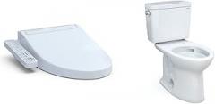 TOTO WASHLET C2 Electronic Bidet Toilet Seat (C2) Bundle with TOTO Drake Two-Piece Elongated Toilet (CST776CSG#01)