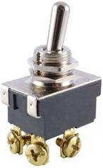 NTE Electronics 54-626 Bat Handle Toggle Switch, SPDT Circuit, (ON)-Off-(ON) Action, Nickel Plated Brass Actuator, 0.25
