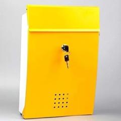 Mini Trash can Wall-Mounted Electronic Mail Post Office Box Mail Mailbox Metal Newspaper Rack with a Lock Outdoor Waterproof Large Capacity Personal Garbage Storage bin (Color : Yellow)