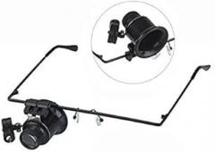 Watch Repair Monocular Eye Magnifier Glasses 20X Headband Magnifying Glasses Loupe Jeweler LED Light Lamp Single Lens for Close Work