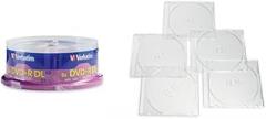 Verbatim DVD+R DL 8.5GB 8X LifeSeries 25 Discs Spindle + 25 Clear Slim Storage Cases – Data & Music Recording Bundle