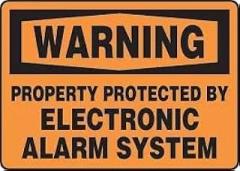 Warning Property Protected By Electronic Alarm System - School Security Signs Metal Sign 8 x 12 Inches – For Wall or Fence