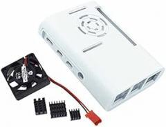 Electronic Case for Raspberry Pi 4 Model B Fan with Cooling Heatsink (White+Fan+Heat Sink)