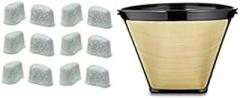#4 Cone Shape Permanent Coffee Filter & a set of 12 Charcoal Water Filters for Krups Coffeemakers