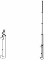 Five Stage Light Mast - 7.25' to 25' - Steel - Mount LED, HID, Halogen, Metal Halide Fixtures - Wall Mount Compatible - Base Mount Included