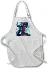 3dRose Fantasy woman cyborg in an electronic helmet. Digital art gift, charm - Aprons (apr-377034)