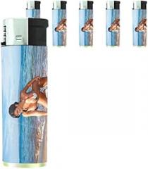 Beach Babes Pin Up Girls Model Set of 5 Lighters S4 Electronic Refillable Flame Cigarette Smoking