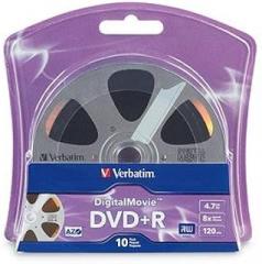 Verbatim DVD+R, 96857, 4.7GB, 8X, DigitalMovie Surface, 10PK Blister [Non - Retail Packaged]