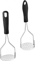 Milisten Stainless Steel Potato Mashers 2pcs Set Manual Potato Pressers with Square round Holes and Pumpkin Household Kitchen Vegetable Mashers