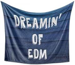 Dreamin' of EDM Blanket - Funny Electronic Dance Music Electronica Rave Raver Music Dancer Gift, Plush Fleece Throw, Birthday, 50x60