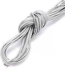 Knitted Fabric Cover Twisted Cloth Wire, DIY Jewelry Cowhide Round Rope, Multi-Color, 1-3 mm, 10 Meters(Silver,1.5mm)