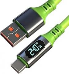 USB to USB-C Data Cable 5ft 120-240W Charging Cable with LED Indicator, High-Speed Type-C Fast Charging Cable for Phones (USB to Type C,5FT)