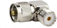 DHT Electronics RF coaxial Coax Adapter UHF Male PL259 to Female so239 Right Angle