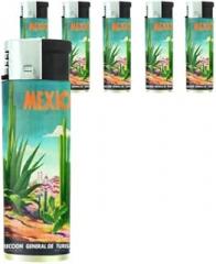 Mexico Retro Cactus Poster Butane Refillable Electronic Lighter Set of 5 Pieces D-530
