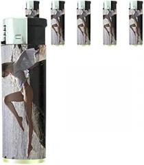 JS & Caren Beach Babes Pin Up Girls Model Set of 5 Lighters S9 Electronic Refillable Flame Cigarette Smoking