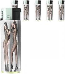 Italian Italy Pin Up Girls Model Set of 5 Lighters S2 Electronic Refillable Flame Cigarette Smoking