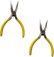 Mini Needle Nose Jewelry Pliers with Comfort Molded Handles Carbon Steel Craft Tool for DIY Beading Jewelry Making Electronics Repair Yellow Ergonomic Design