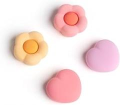 GeekShare Silicone Joystick Thumb Grip Caps, Joystick Cover Compatible with Switch/OLED/Switch Lite,4PCS - Heart & Flower (Pink&Yellow)