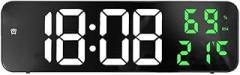 Digital Alarm Clock, LED Mirrored Clocks Large Display Electronic Clocks Large Digital Wall Clock for Living Room(Green)