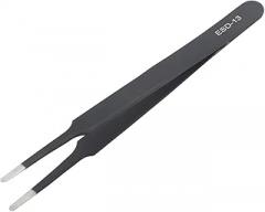 Precision Stainless Steel Flat Round Tip Tweezers for Electronics Crafts Jewelry Making, Anti-static Soldering Tweezers