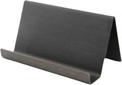 Stainless Steel Business Card Holder | Gold Desktop Display Stand with Nordic Minimalist Design and Phone Stand Feature (Brushed style,Black)