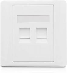 Dual Port CAT3 RJ11 Telephone Wall Plate 86x86mm Telephone Line Connector White Frame Socket