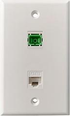SC Fiber Optic US Wall Mount Panel SC-SC with CAT5E RJ45 Female LAN Straight-Through Socket Panel