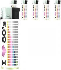 I Love The 80's Set of 5 Lighters S5 Electronic Refillable Flame Cigarette Smoking