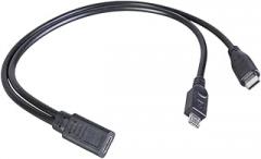 Type C Female to Double MicroUSB and Type C Male Charging Cable for Electronics