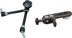 Manfrotto 244N Variable Friction Magic Arm (Black) and Manfrotto 143BKT Replacement Camera Bracket for Magic Arm (Black)