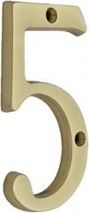 QCAA Traditional Heavy Solid Brass House Number 5, 4
