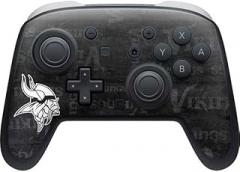 Skinit Decal Gaming Skin Compatible with Nintendo Switch 2 (2025) Pro Controller - Officially Licensed NFL Minnesota Vikings Black & White Design